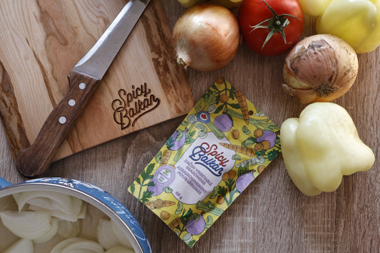 Spicy Balkan vegetable seasoning Zacin preparing for Sataras recipe